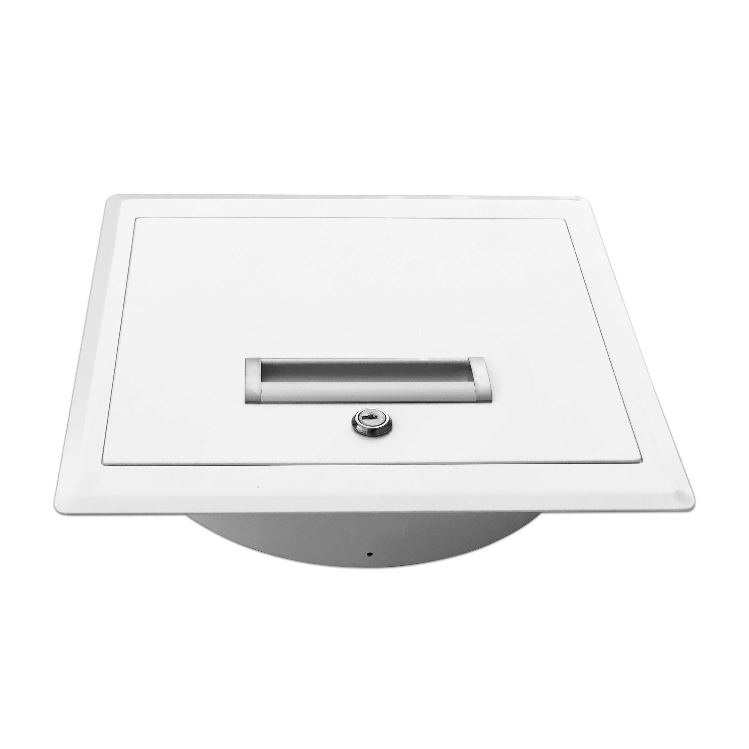 Einwurftür Metall - Weiß - einwandig - ohne Dichtung - eckig/eckig/rund - ⌀ 250 mm