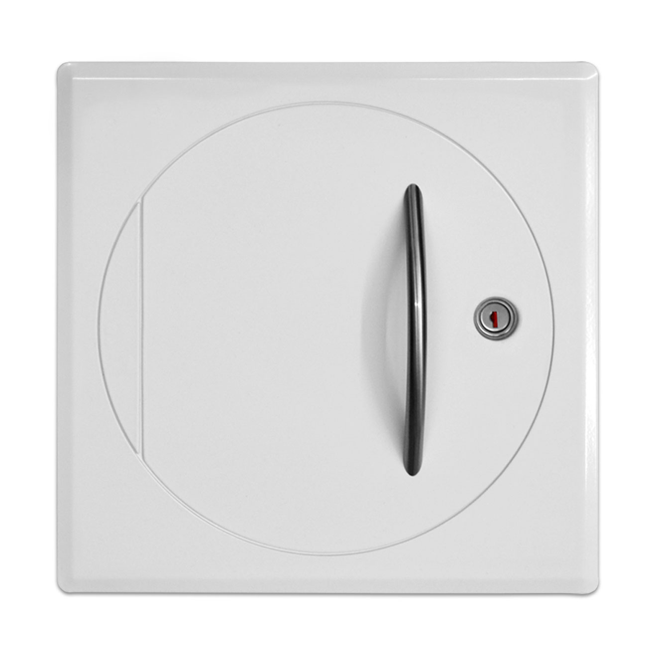 Einwurftür Metall - Weiß - einwandig - ohne Dichtung - eckig/rund/rund - ⌀ 300 mm