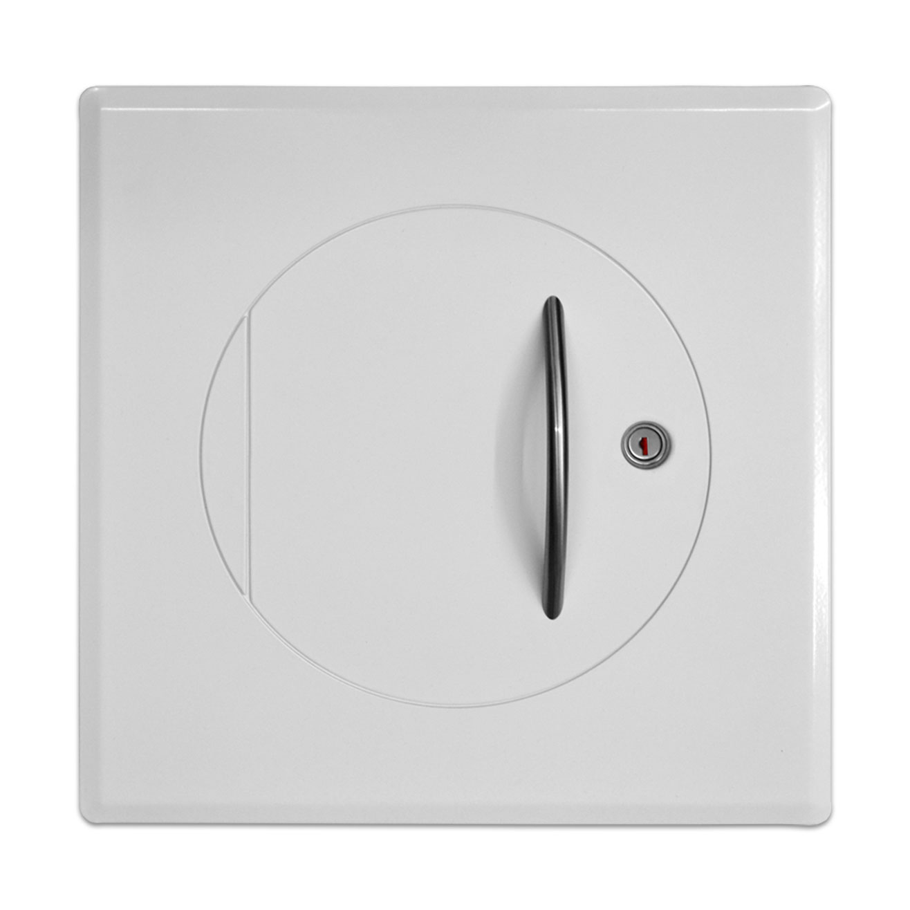 Einwurftür Metall - Weiß - einwandig - ohne Dichtung - eckig/rund/rund - ⌀ 300 mm