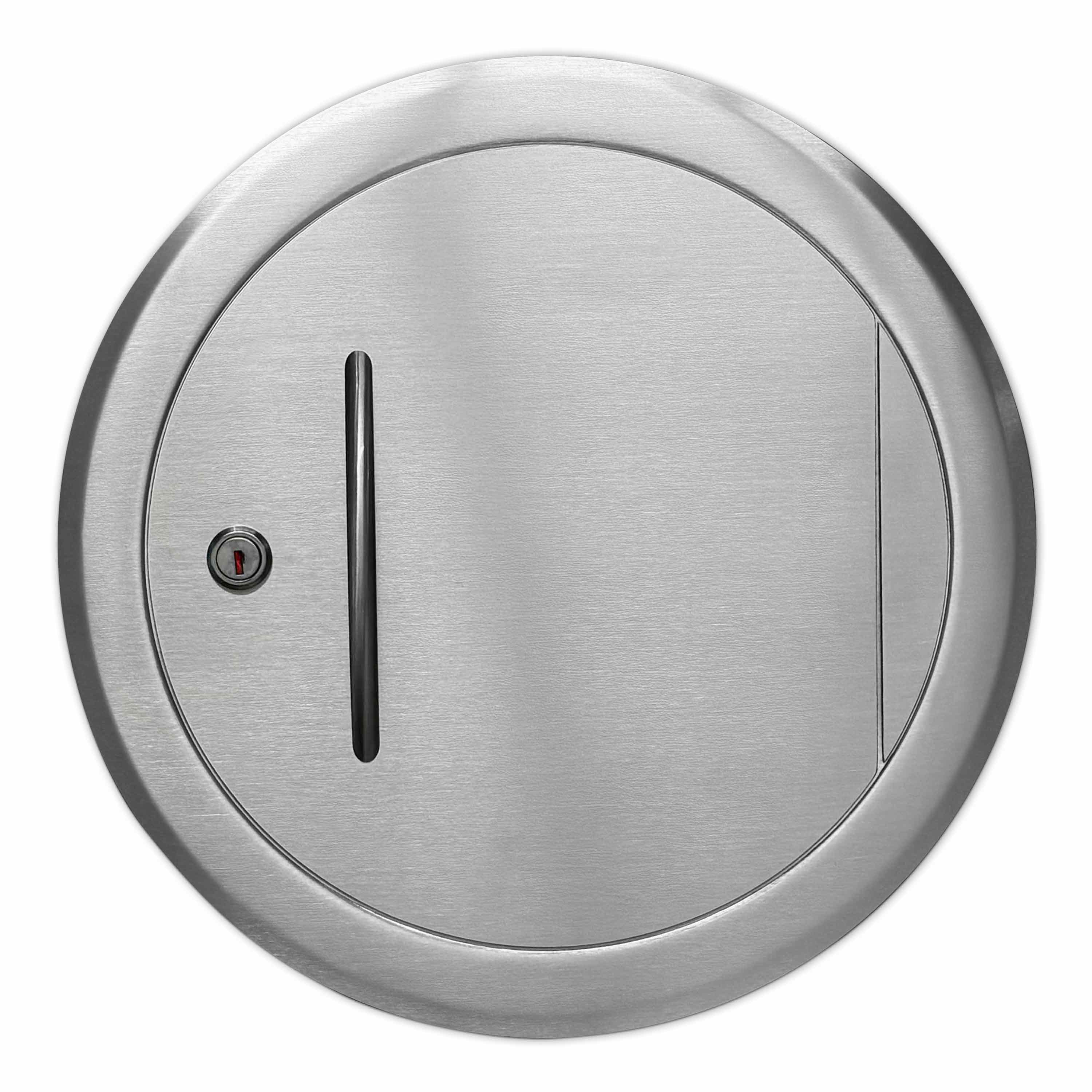 Einwurftür Metall - Edelstahl - einwandig - ohne Dichtung - schmaler Rahmen - rund/rund/rund - ⌀ 250 mm