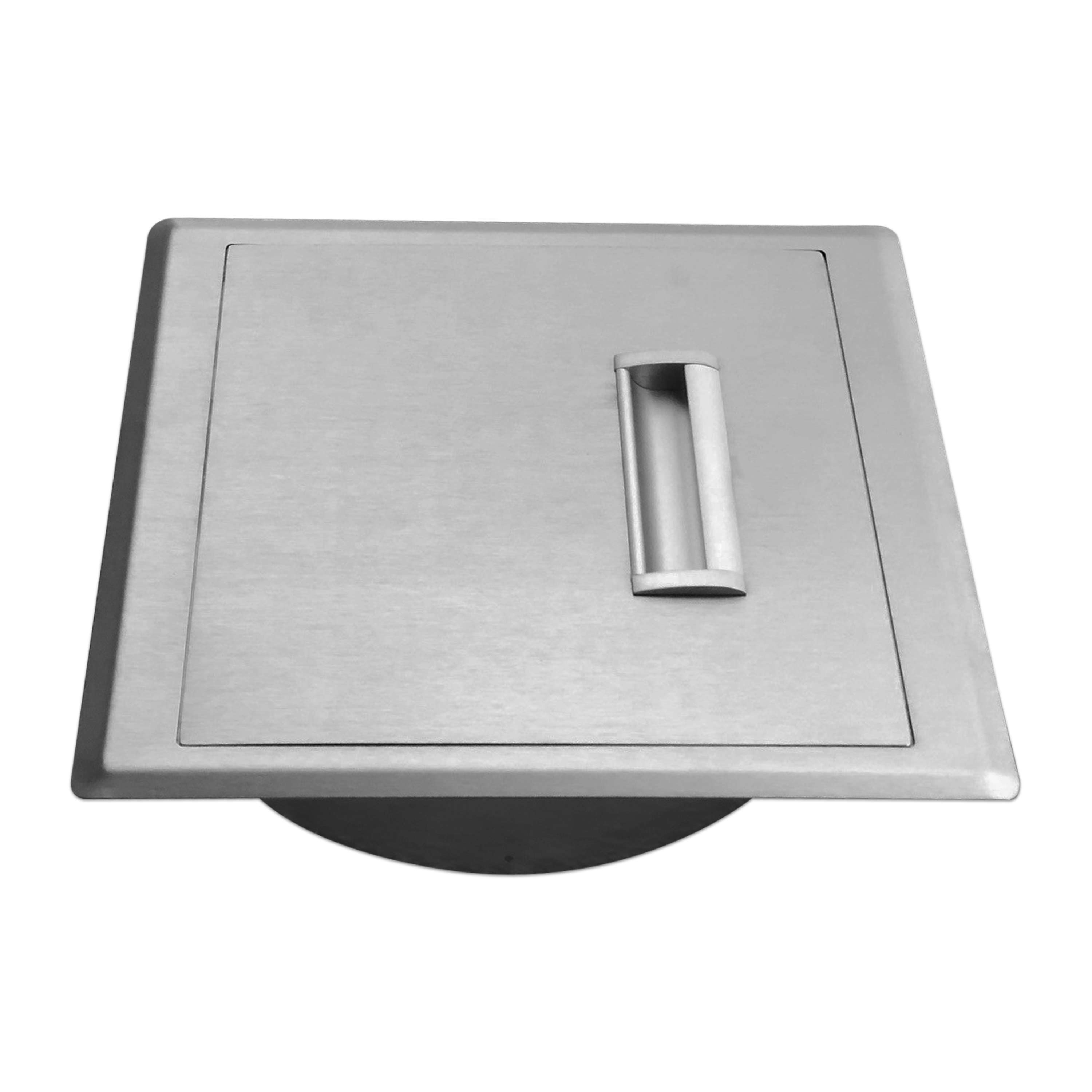 Einwurftür Metall - Edelstahl - einwandig - ohne Dichtung - schmaler Rahmen - eckig/eckig/rund - ⌀ 300 mm