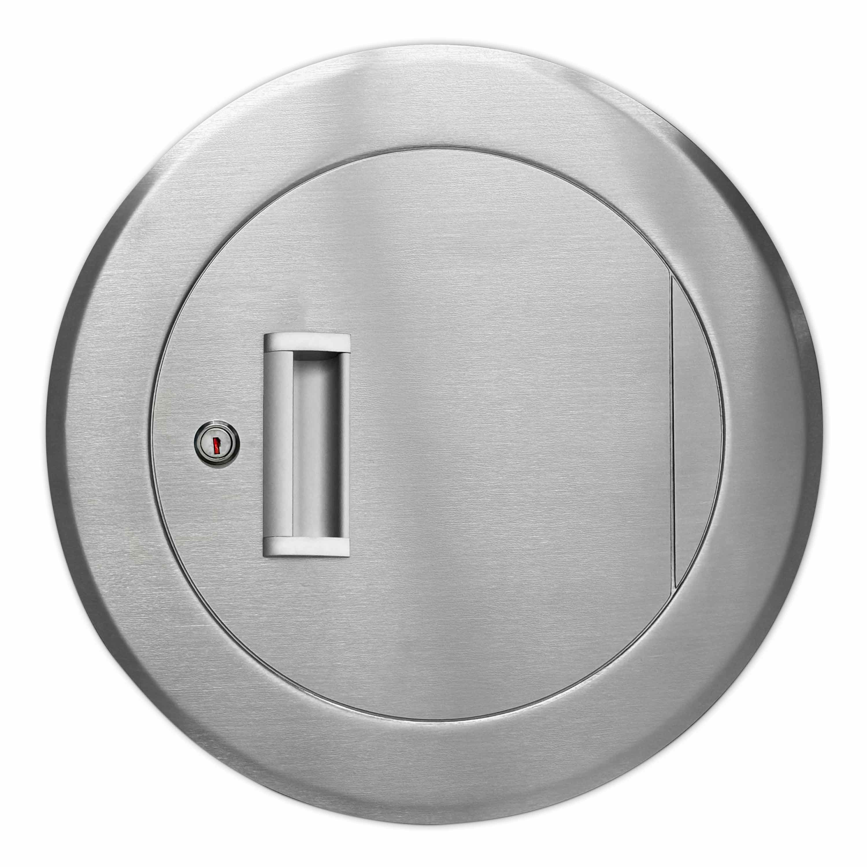 Einwurftür Metall - Edelstahl - einwandig - ohne Dichtung -  rund/rund/rund - ⌀ 300 mm