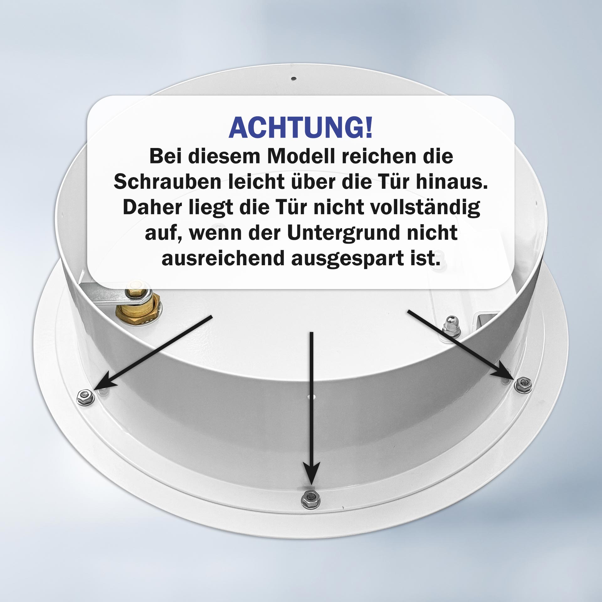 Einwurftür Metall - Weiß - einwandig - ohne Dichtung - eckig/rund/rund - ⌀ 250 mm