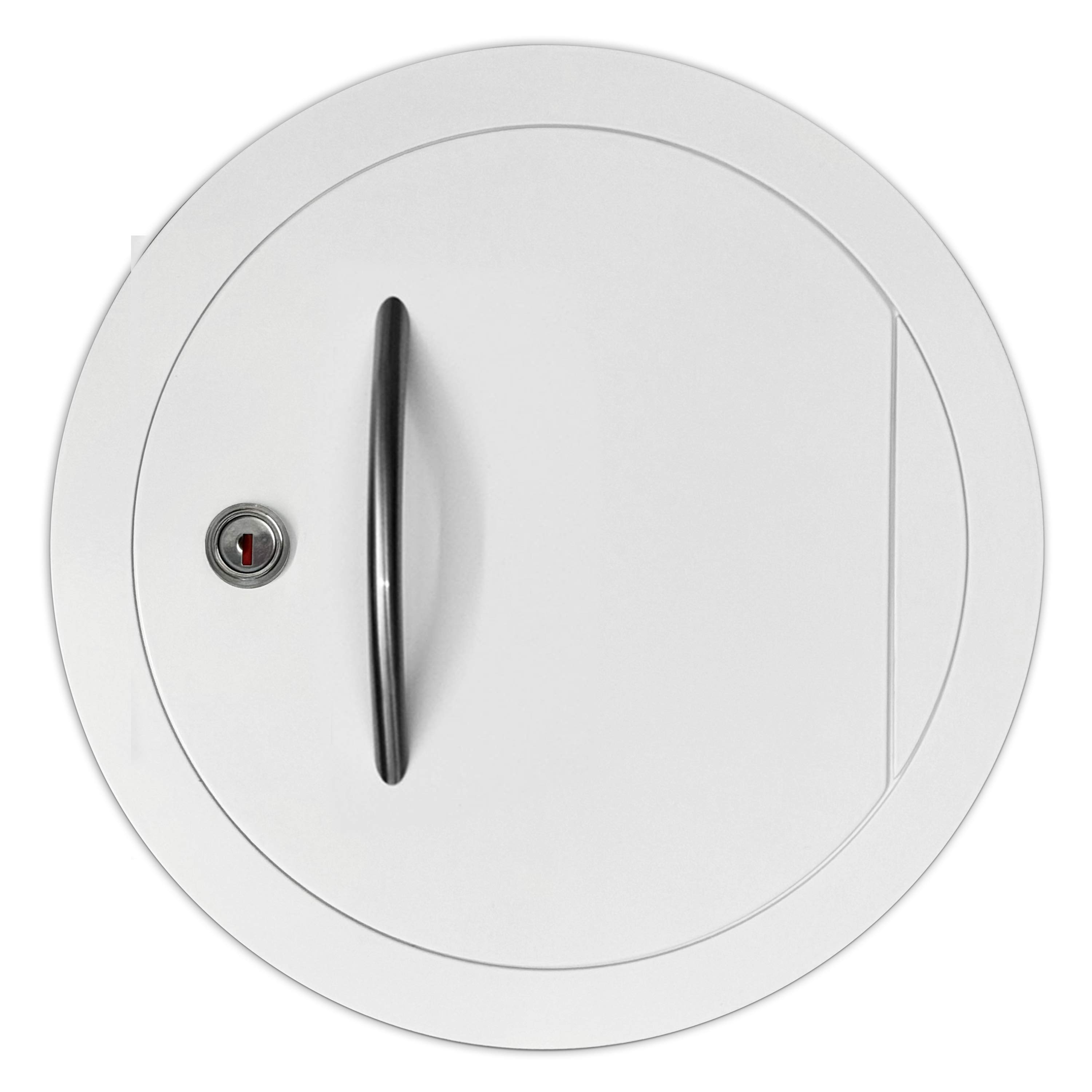 Einwurftür Metall - Weiß - einwandig - ohne Dichtung - rund/rund/rund - ⌀ 250 mm