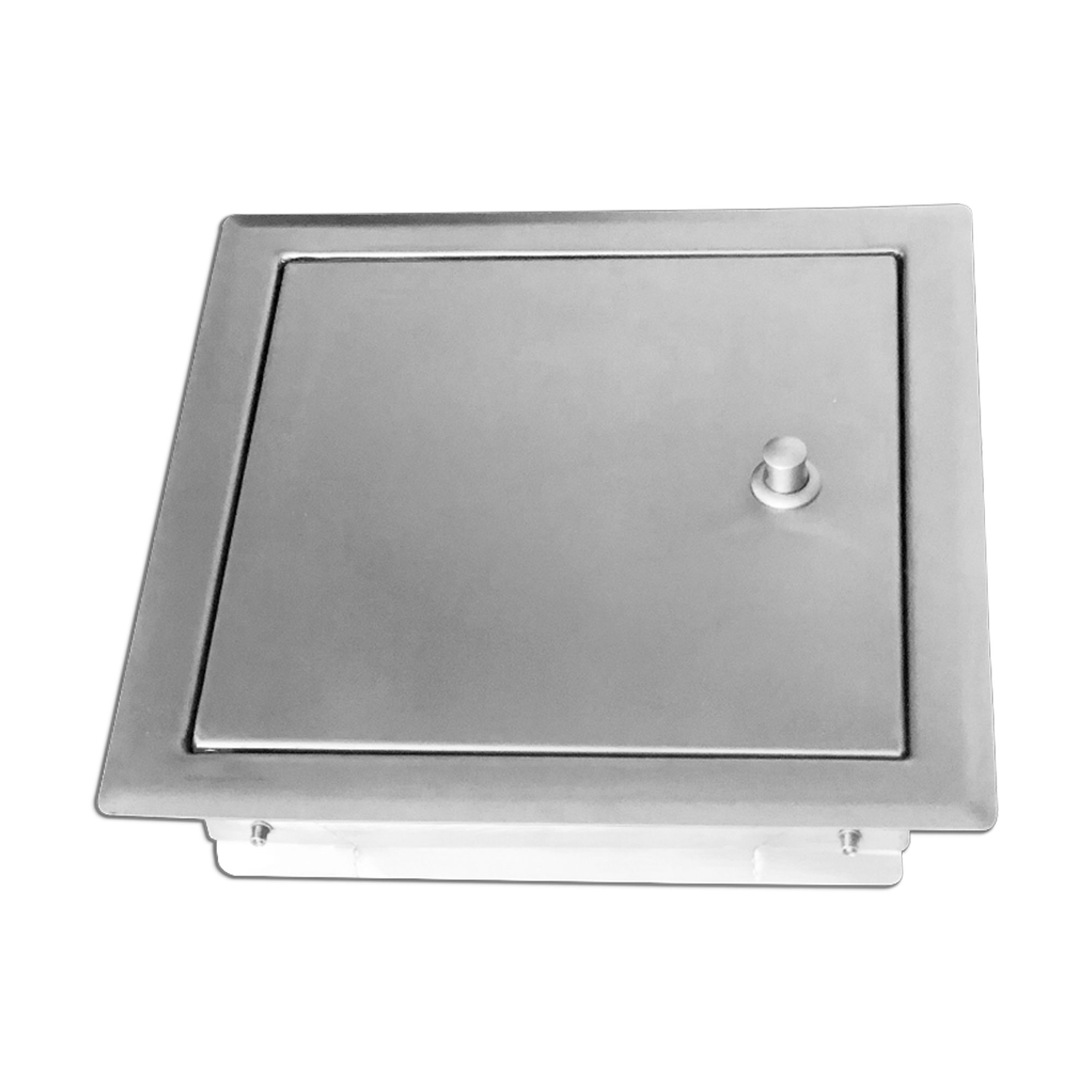 B-Waren Türe edelstahl-gebürstet mit Push-Knopf 300x300 mm