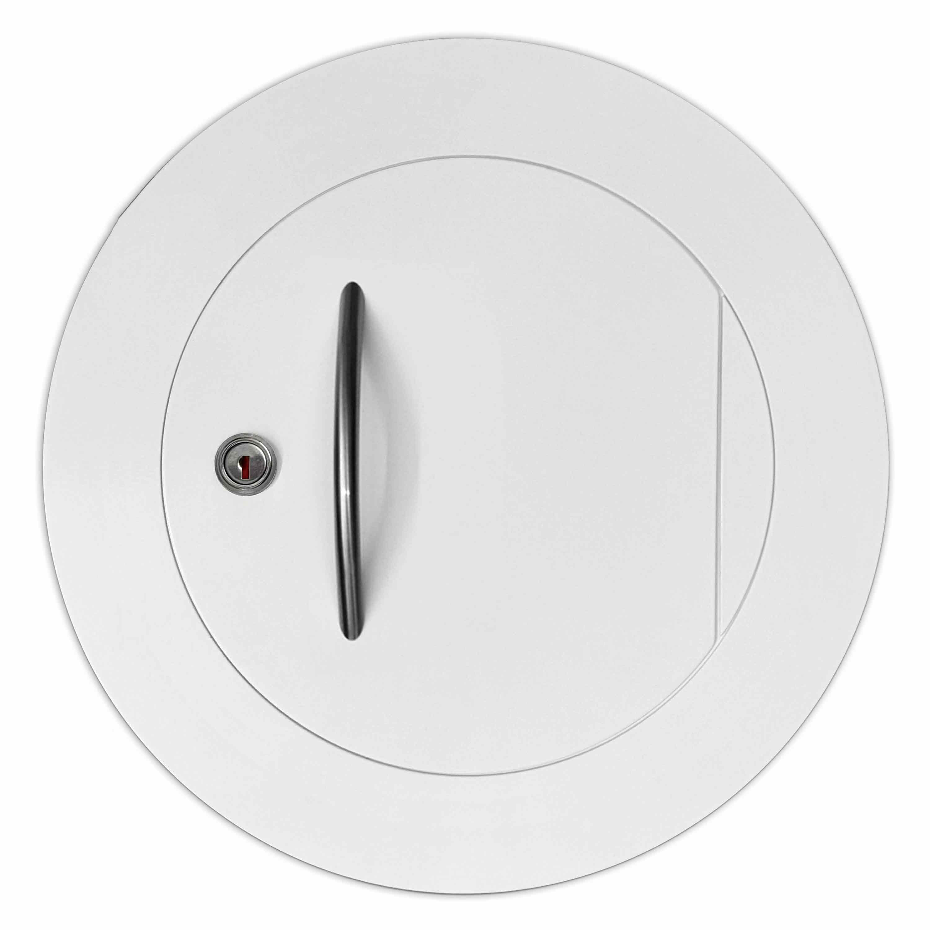 Einwurftür Metall - Weiß - einwandig - ohne Dichtung - rund/rund/rund - ⌀ 250 mm