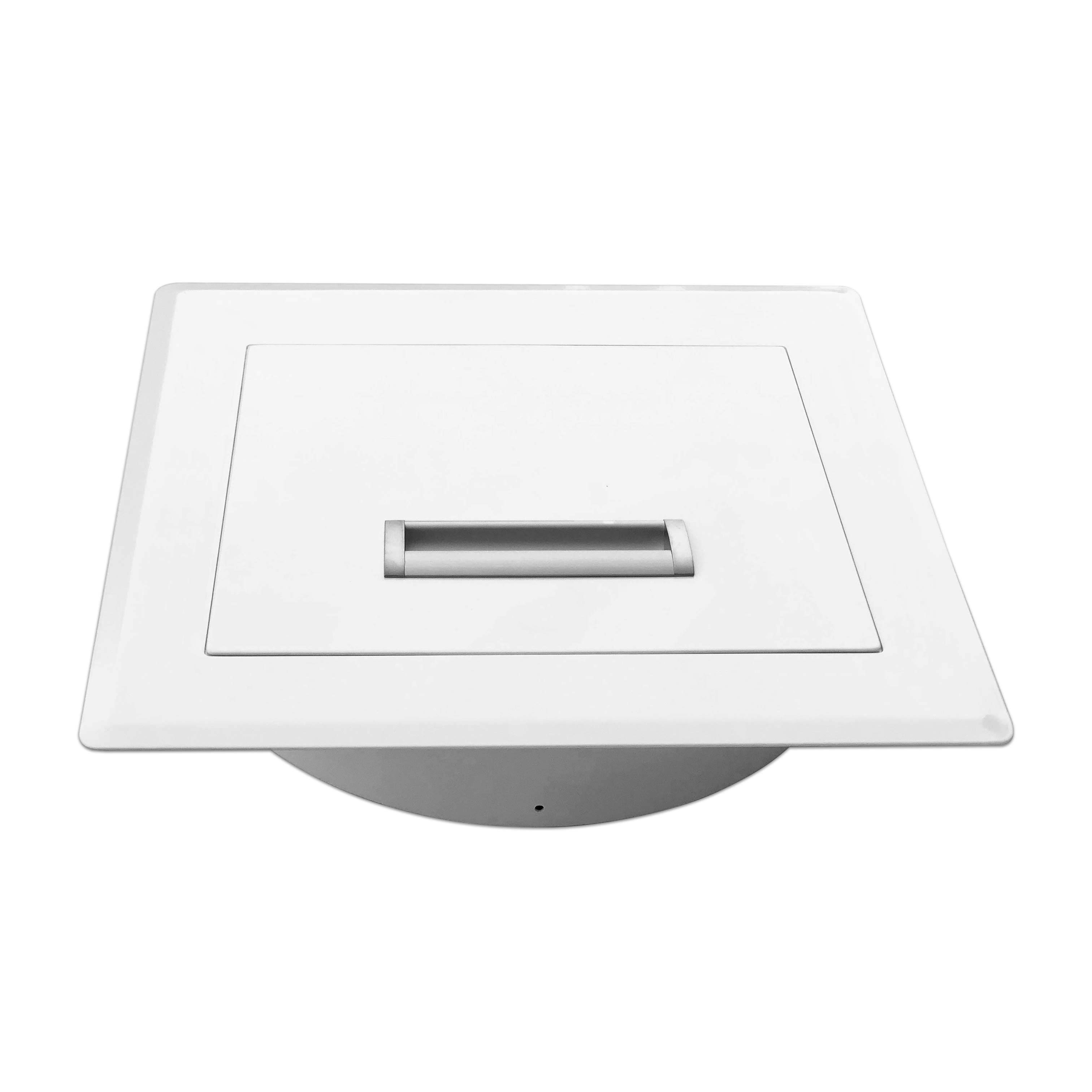 Einwurftür Metall - Weiß - einwandig - ohne Dichtung - eckig/eckig/rund - ⌀ 300 mm