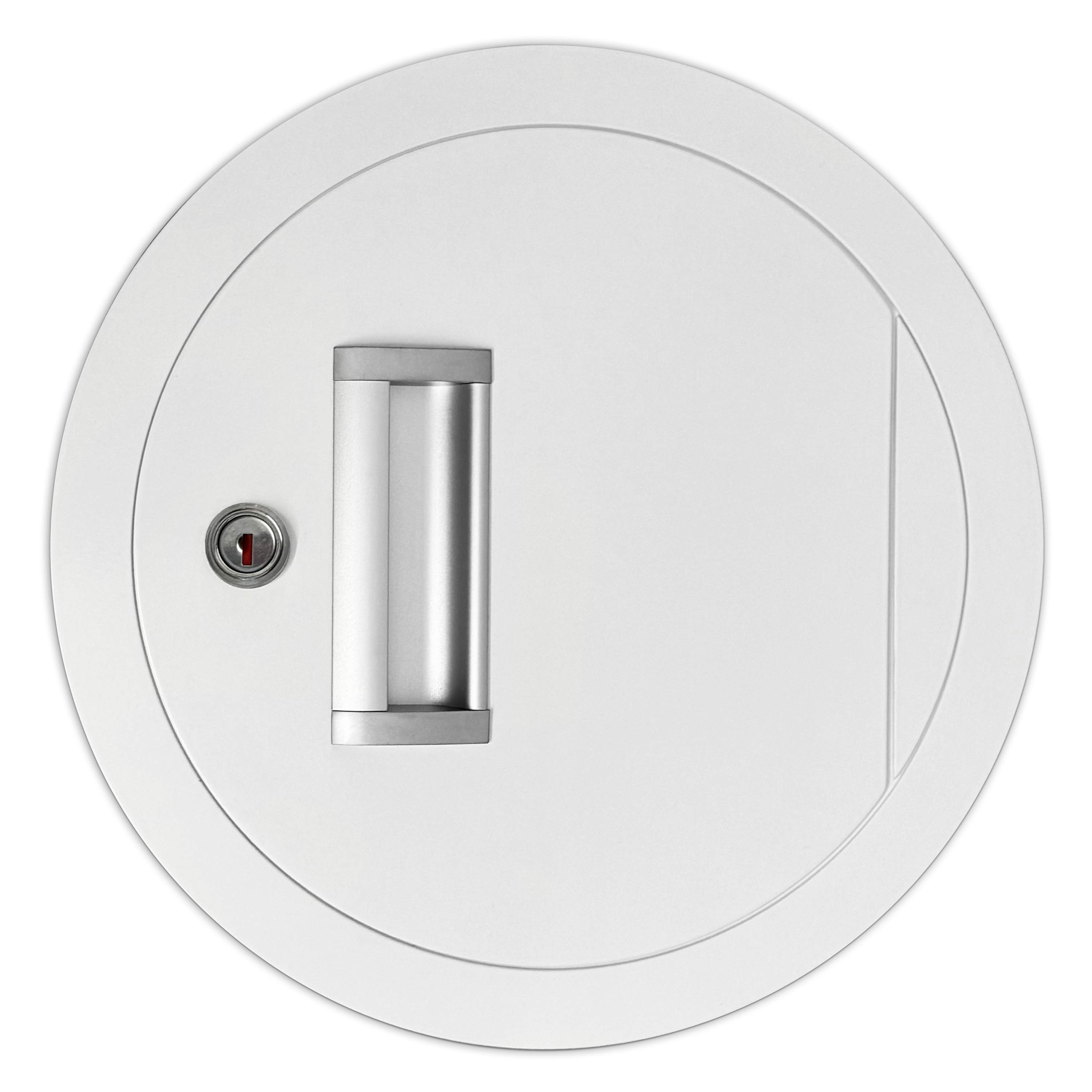 Einwurftür Metall - Weiß - einwandig - ohne Dichtung - rund/rund/rund - ⌀ 300 mm