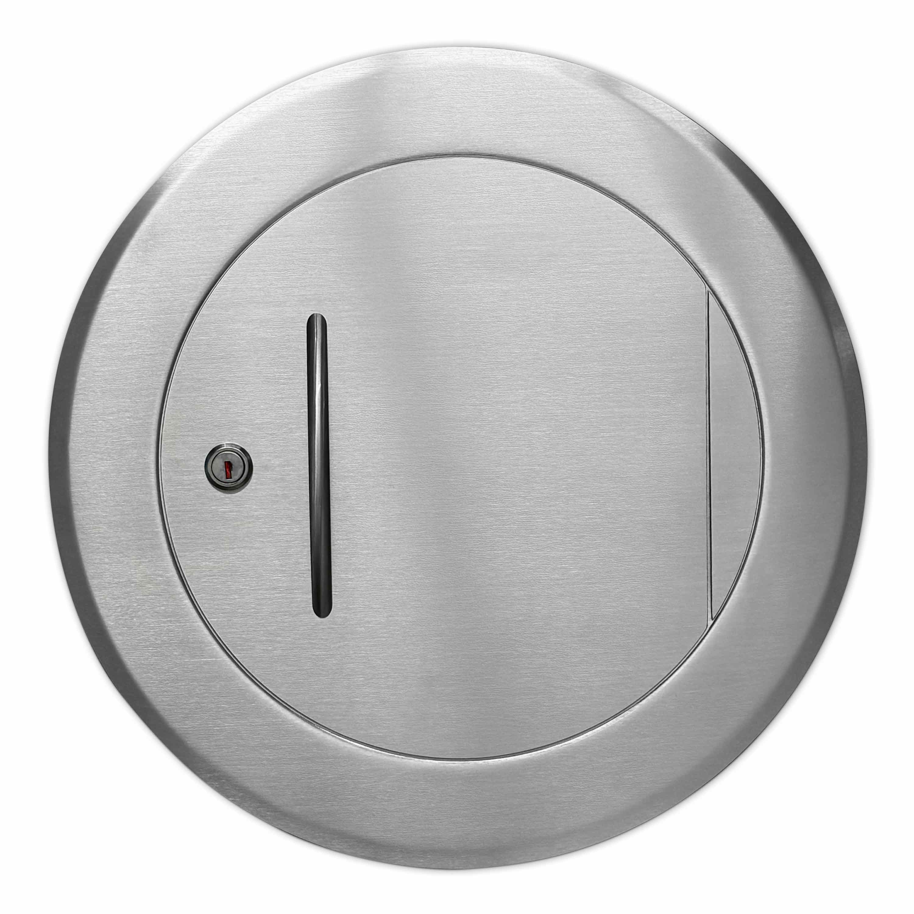 Einwurftür Metall - Edelstahl - einwandig - ohne Dichtung -  rund/rund/rund - ⌀ 300 mm