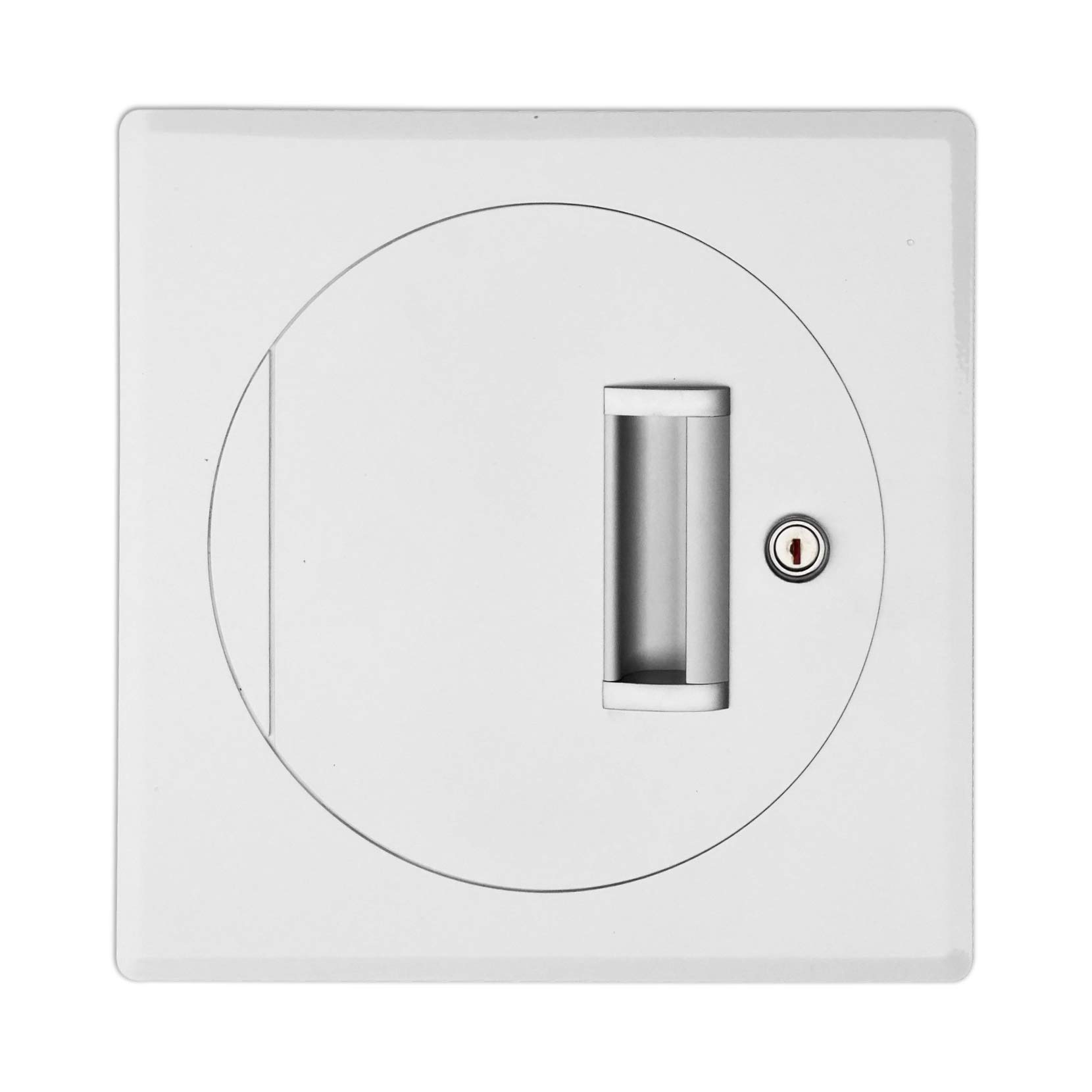 Einwurftür Metall - Weiß - einwandig - ohne Dichtung - eckig/rund/rund - ⌀ 300 mm